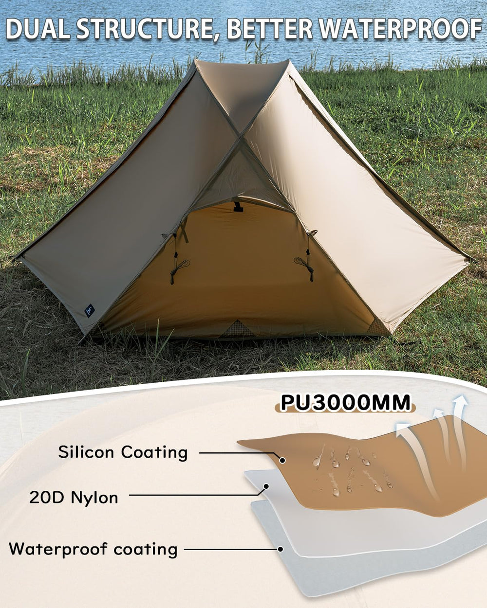 MC TOMOUNT tent features side windows and mesh for airflow and bug protection.