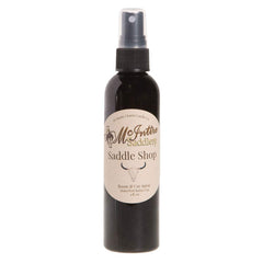 McIntire Saddlery Saddle Shop Room Spray enhances showroom ambience near saddles