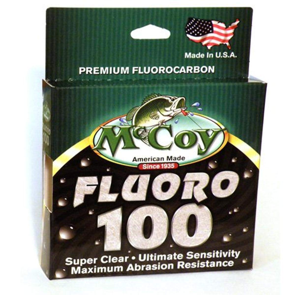 McCoy Fishing Fluoro100 crystal-clear line offering high sensitivity and smooth casting.