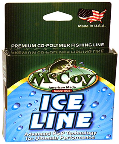 McCoy Fishing ice-line spool demonstrates durability and low memory for cold water fishing.