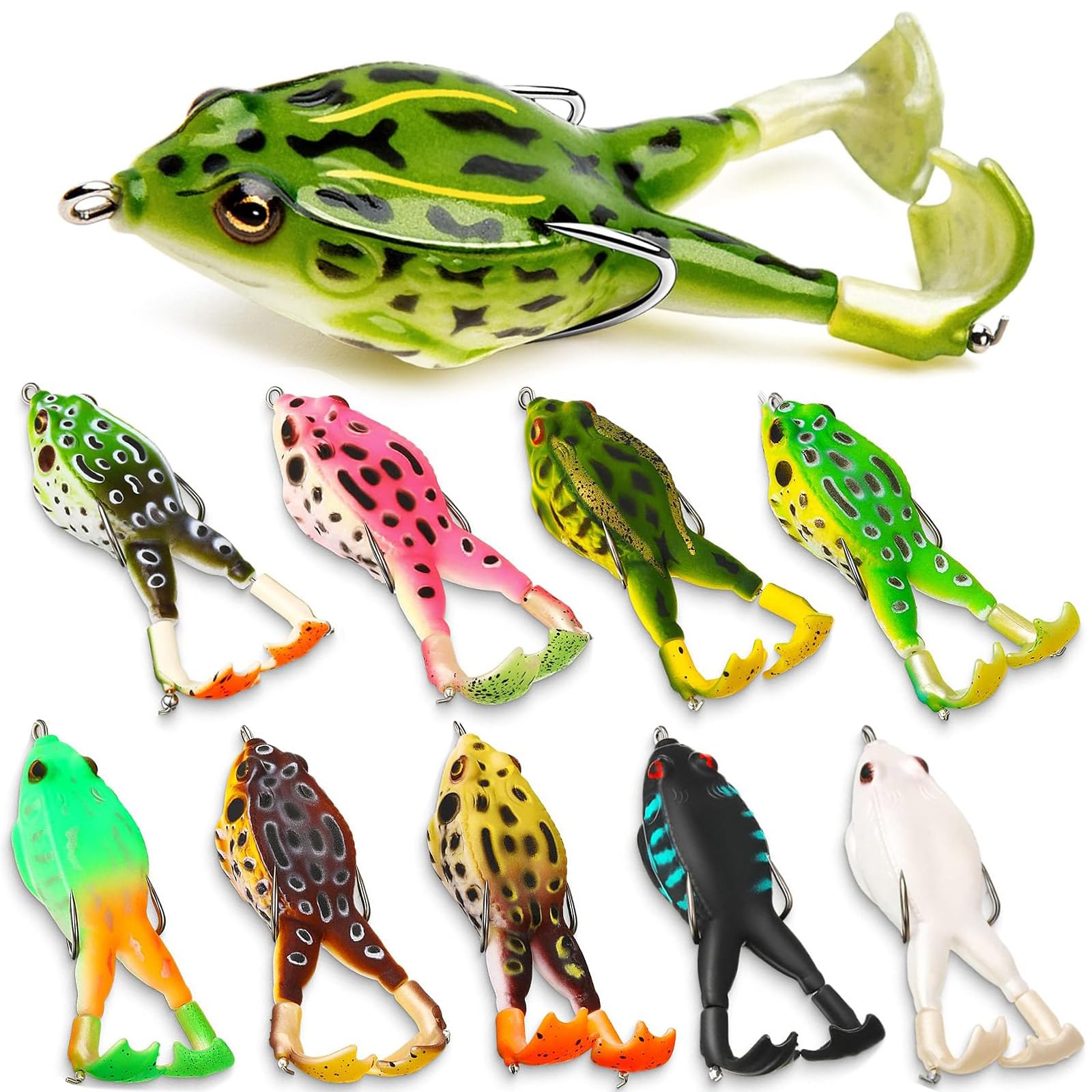 MCCVBFHH 10-Piece Frog Lures set - color variation 1