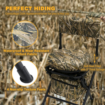 MDSTOP wide swivel feet stabilize the chair on dirt and grass