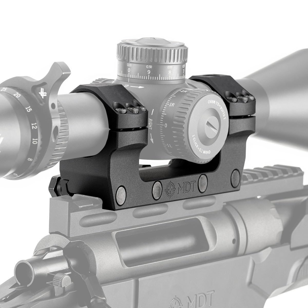 MDT mount close-up showing four cross bolts for secure clamping