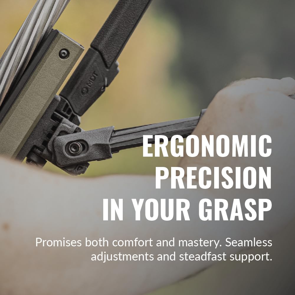 MDT Oryx Bipod ergonomic grip enhances comfortable, precise adjustments in field use.