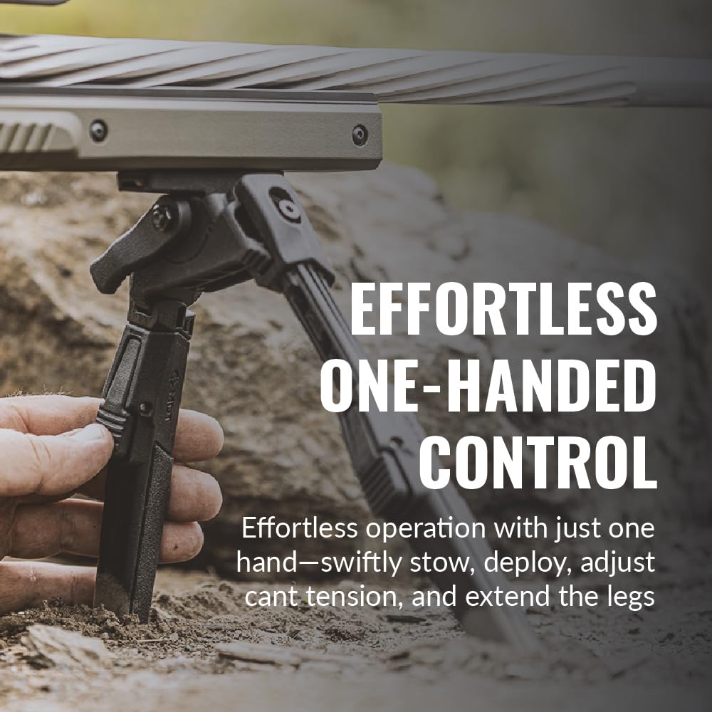 MDT Oryx Bipod high-traction feet prevent slip on varied terrains.