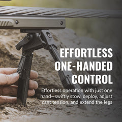 MDT Oryx Bipod high-traction feet prevent slip on varied terrains.