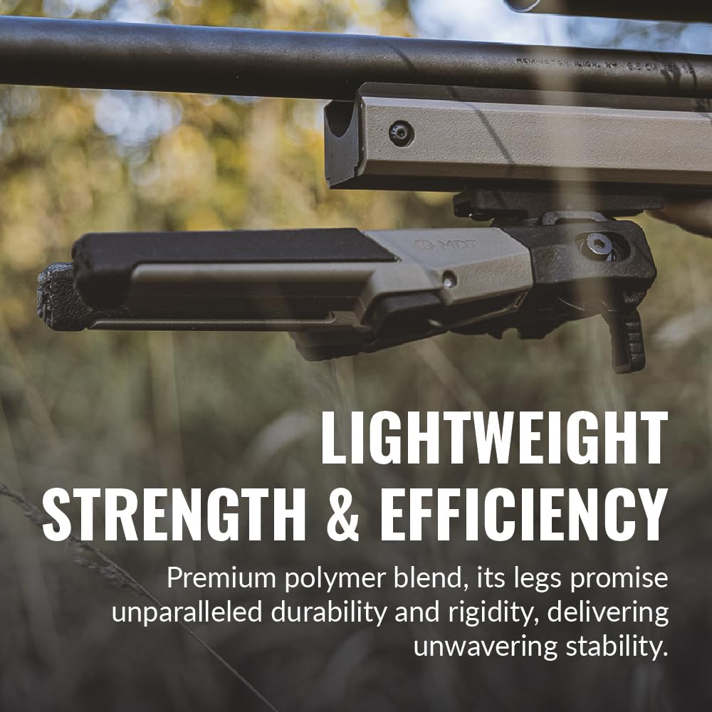 MDT Oryx Bipod lightweight polymer construction reduces weight without sacrificing rigidity.