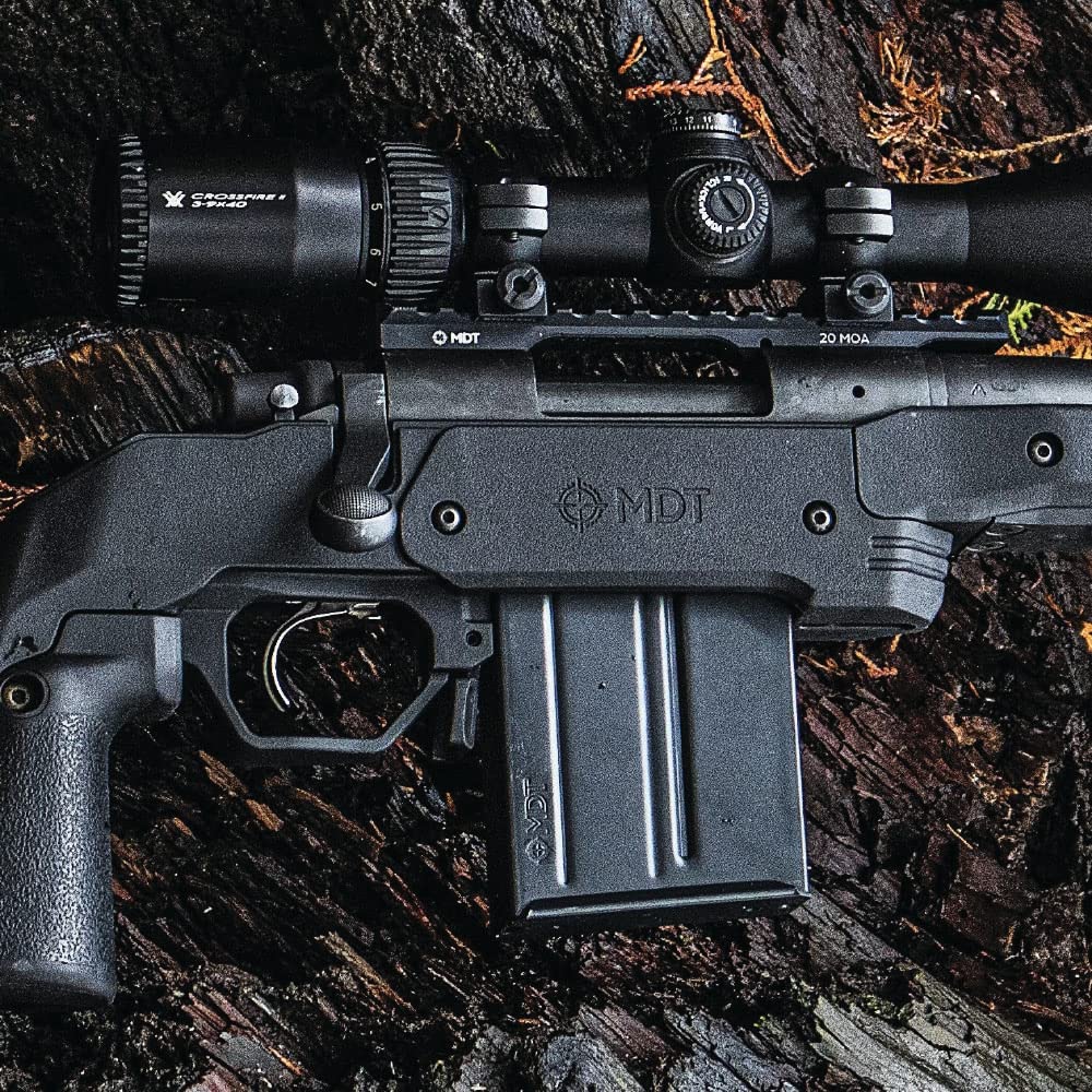 MDT 20 MOA Mossberg Patriot SA rail side view demonstrates weight reduction without sacrificing strength.