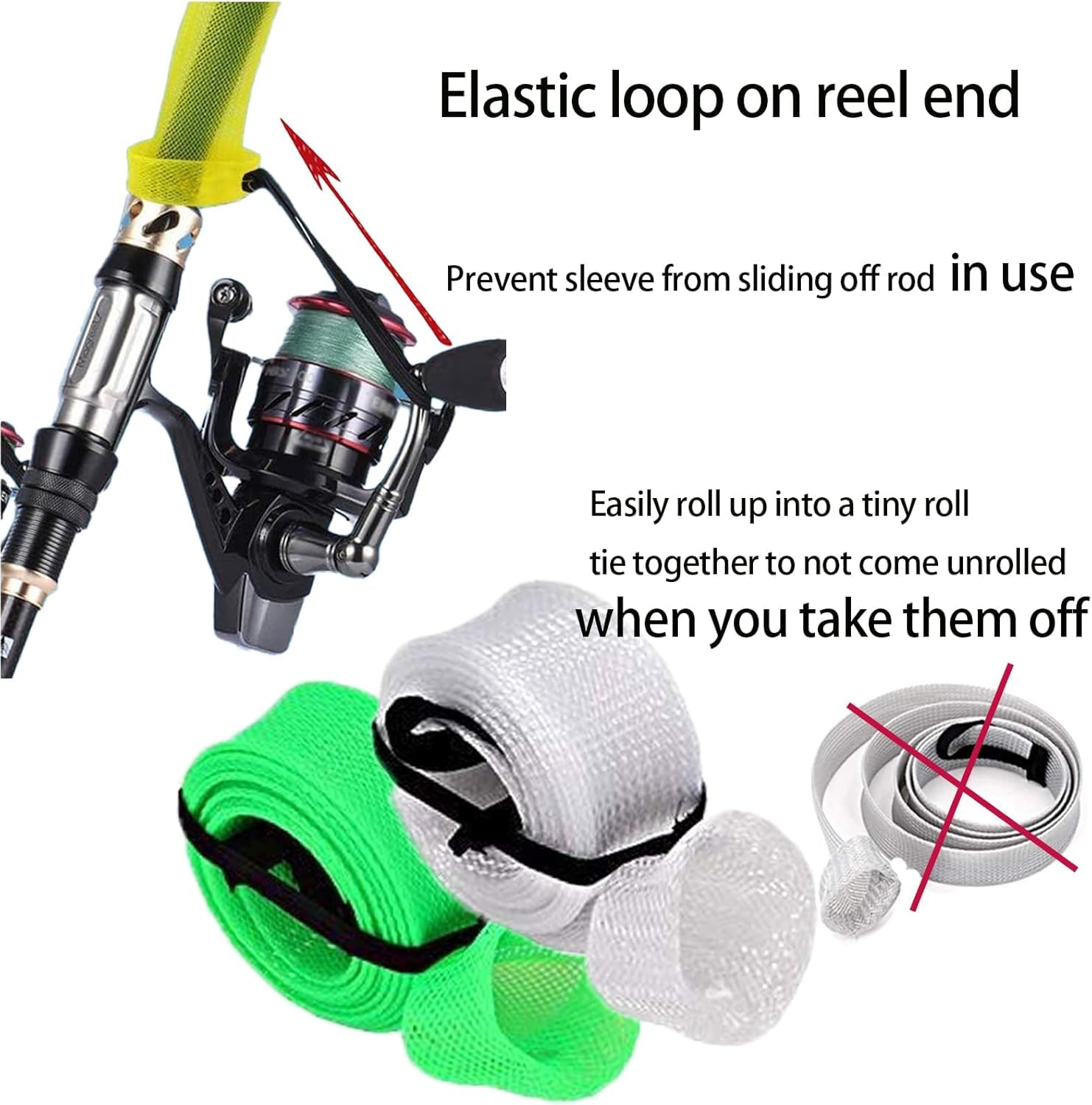 Travel-friendly, rollable fishing rod covers packed for travel