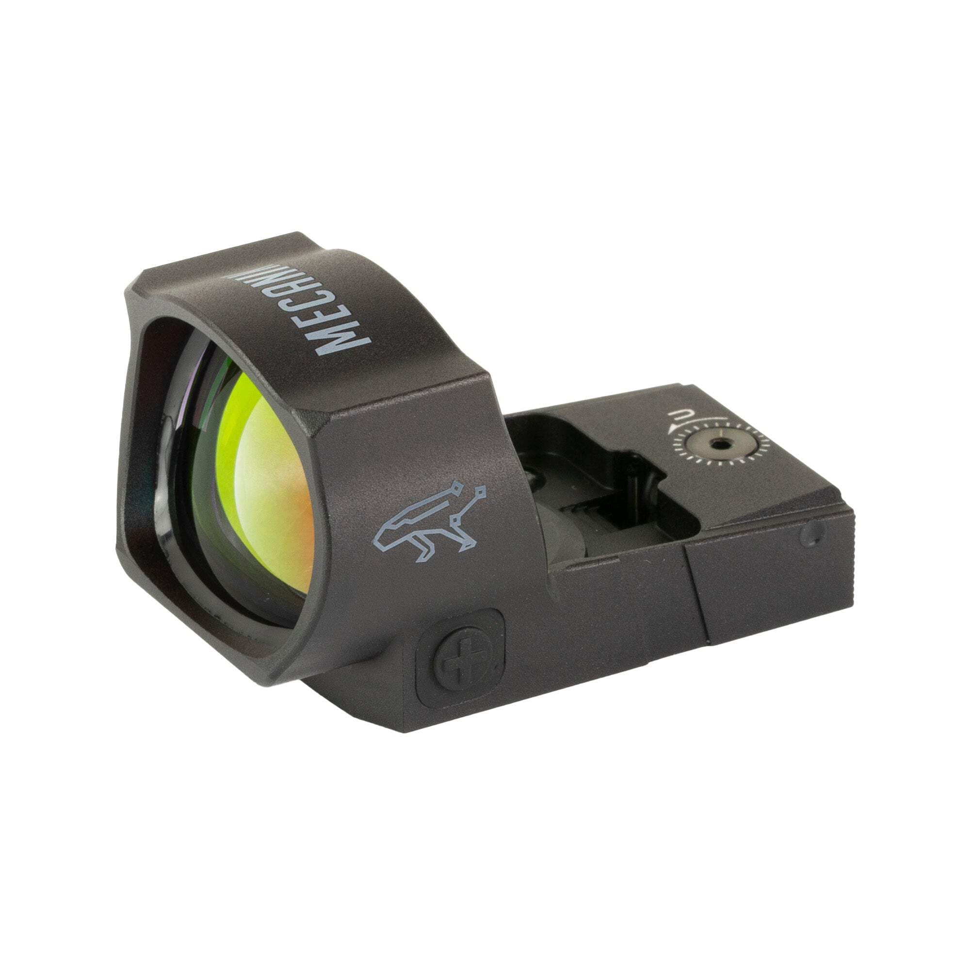 MECANIK MO3 reflex sight closeup highlights glass lens and 6 MOA dot for quick aiming.