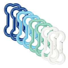 MECCANIXITY bone shape keyclip white secures keys on a backpack for everyday use.
