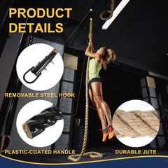 Meccanixity climbing rope plastic-coated handles offer comfortable grip and slip resistance.