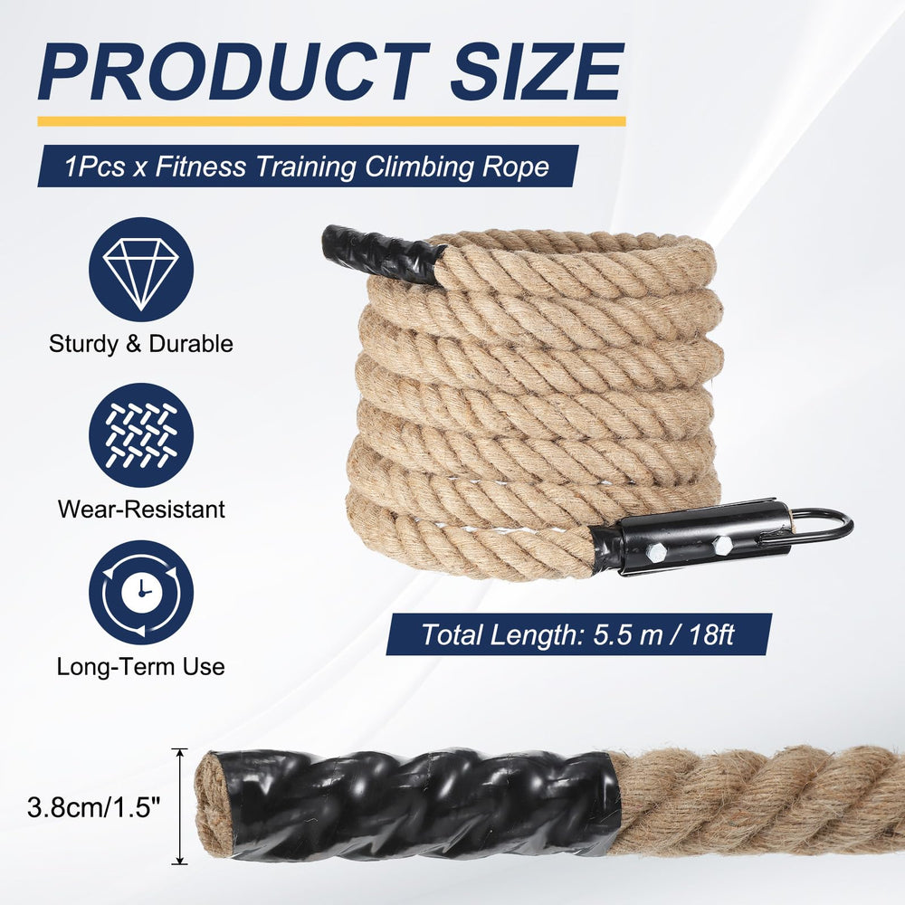 MECCANIXITY climbing rope steel hook close-up shows rust-resistant hardware for lasting use.