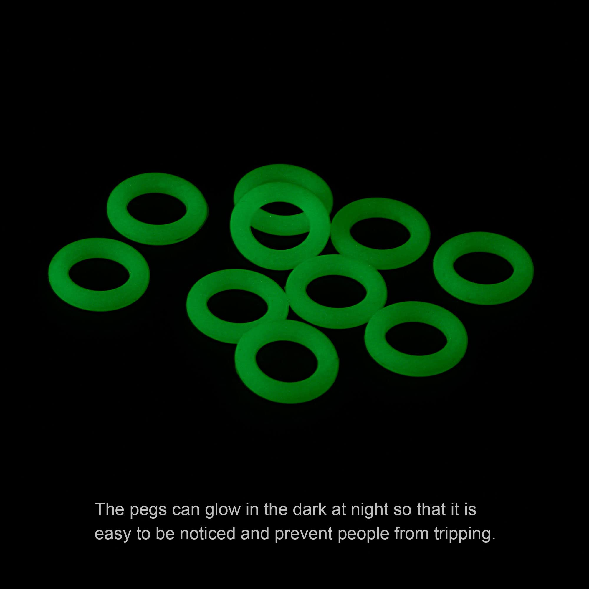 Green glow-in-the-dark MECCANIXITY rings absorb daylight for nighttime visibility