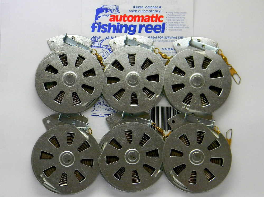 Mechanical Fisher yo-yo fishing reel with flat trigger enables automatic hook setting for docks and jetties.