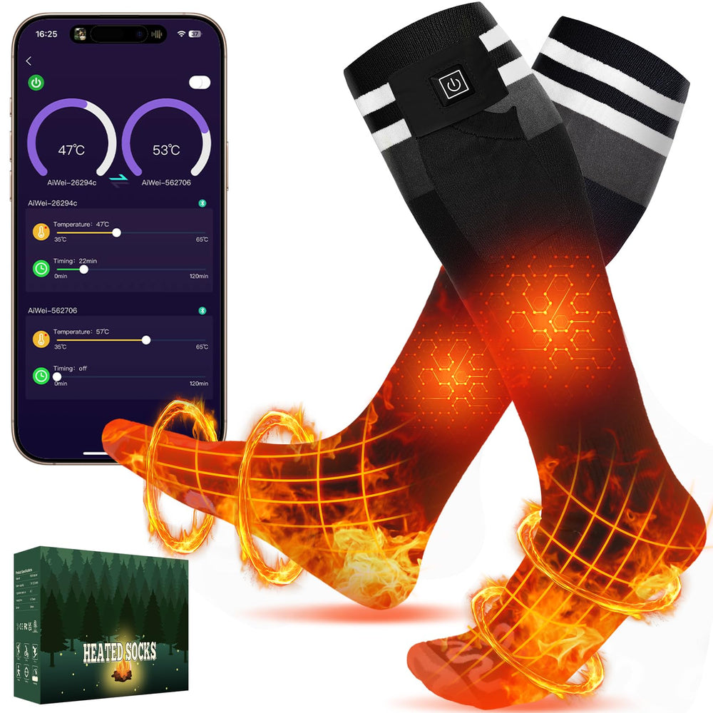 Mecmic heated socks with app control feature for easy outdoors temperature management