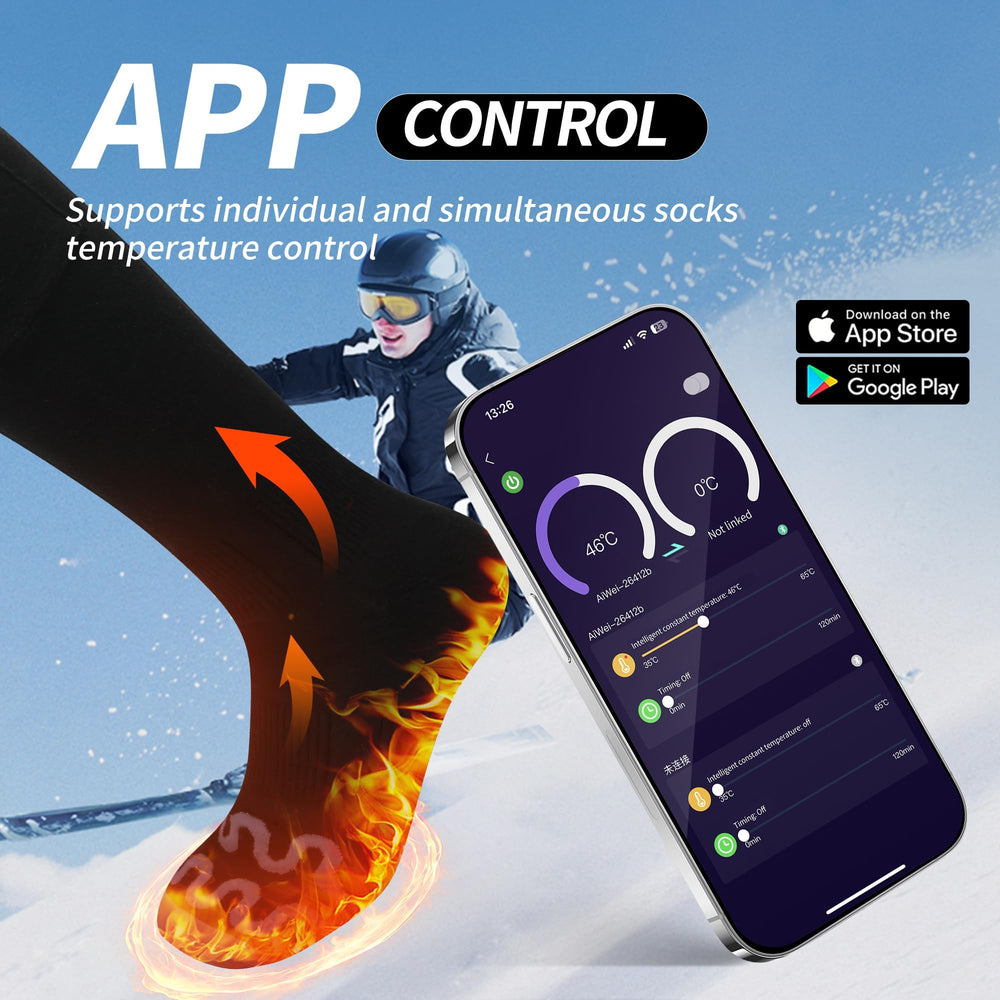 Mecmic heated socks use low-voltage safety design with reliable protection