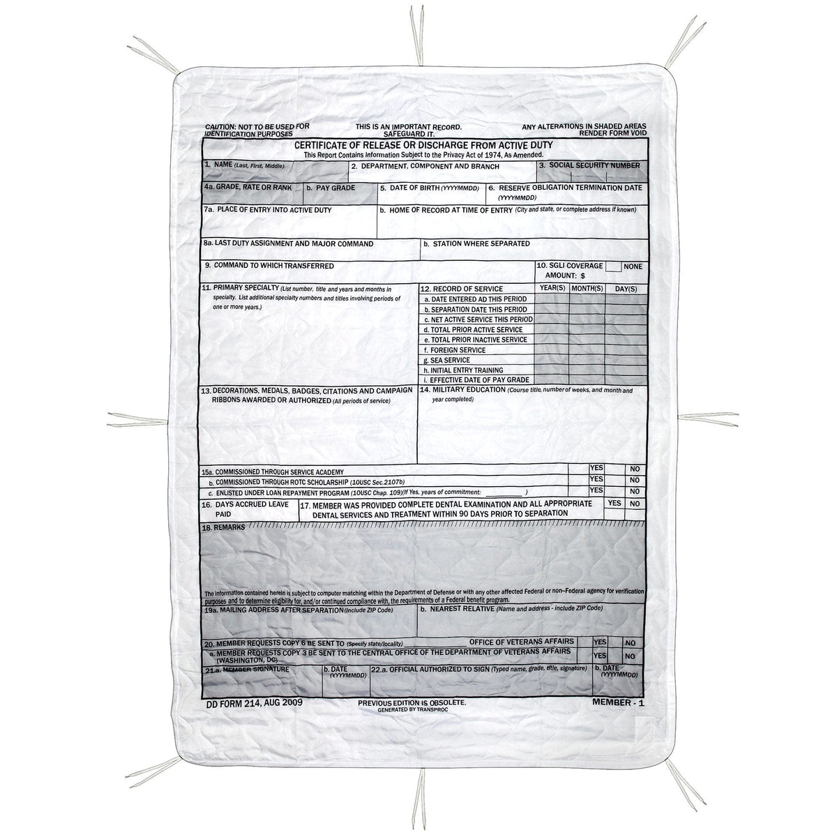 Medals of America DD214 Woobie Blanket folded for compact storage and portability