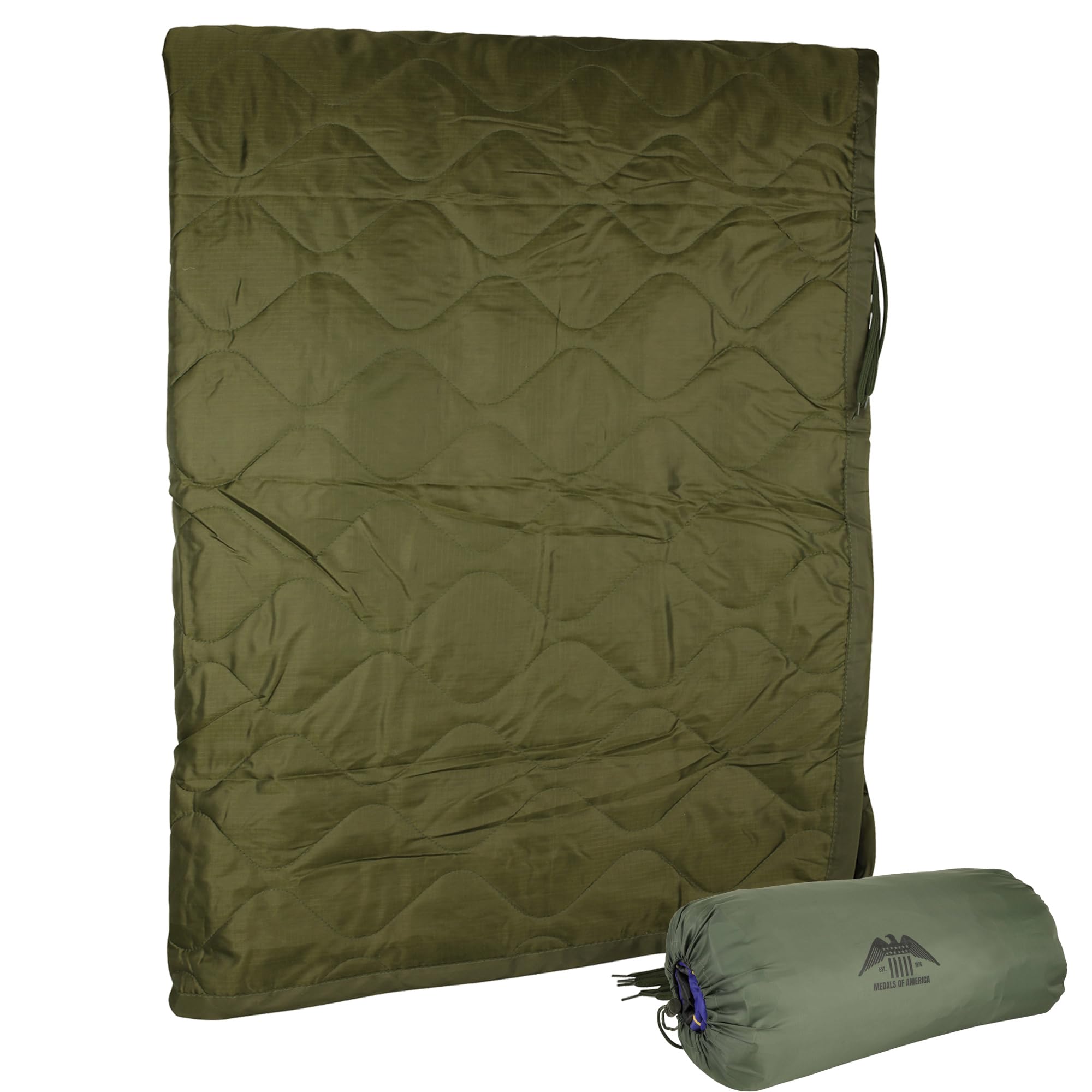 Medals of America woobie poncho liner OD green open — versatile warmth for outdoor camping.