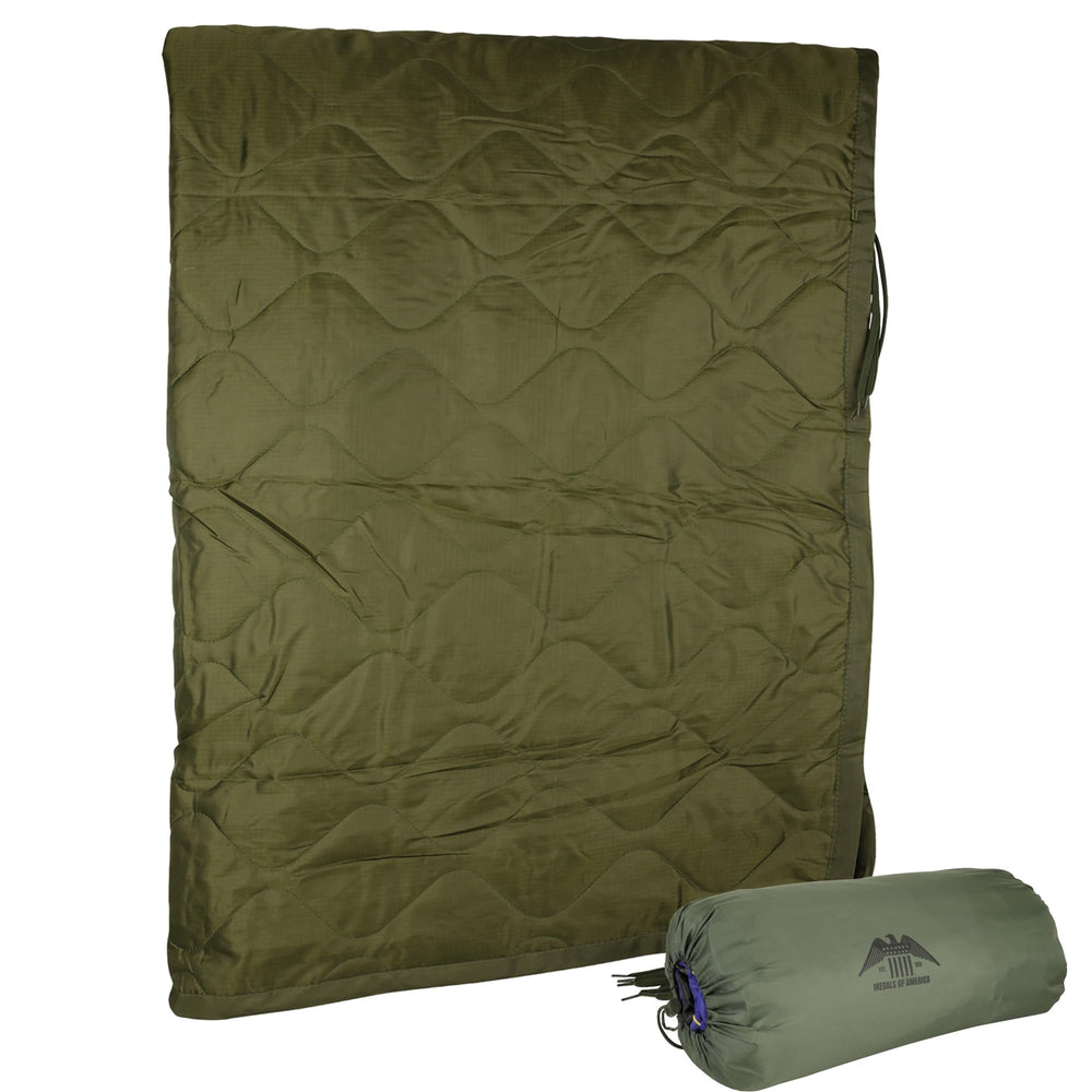 Medals of America woobie poncho liner OD green open — versatile warmth for outdoor camping.