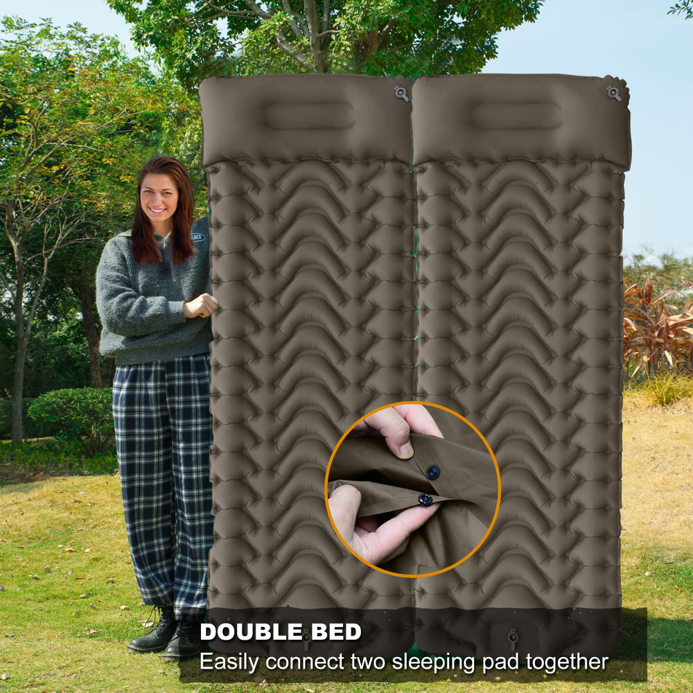 MEETPEAK Camping Pad double-bed connection creates larger sleeping space.