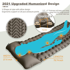 MEETPEAK Camping Pad pillow-support design offers ergonomic comfort during sleep.