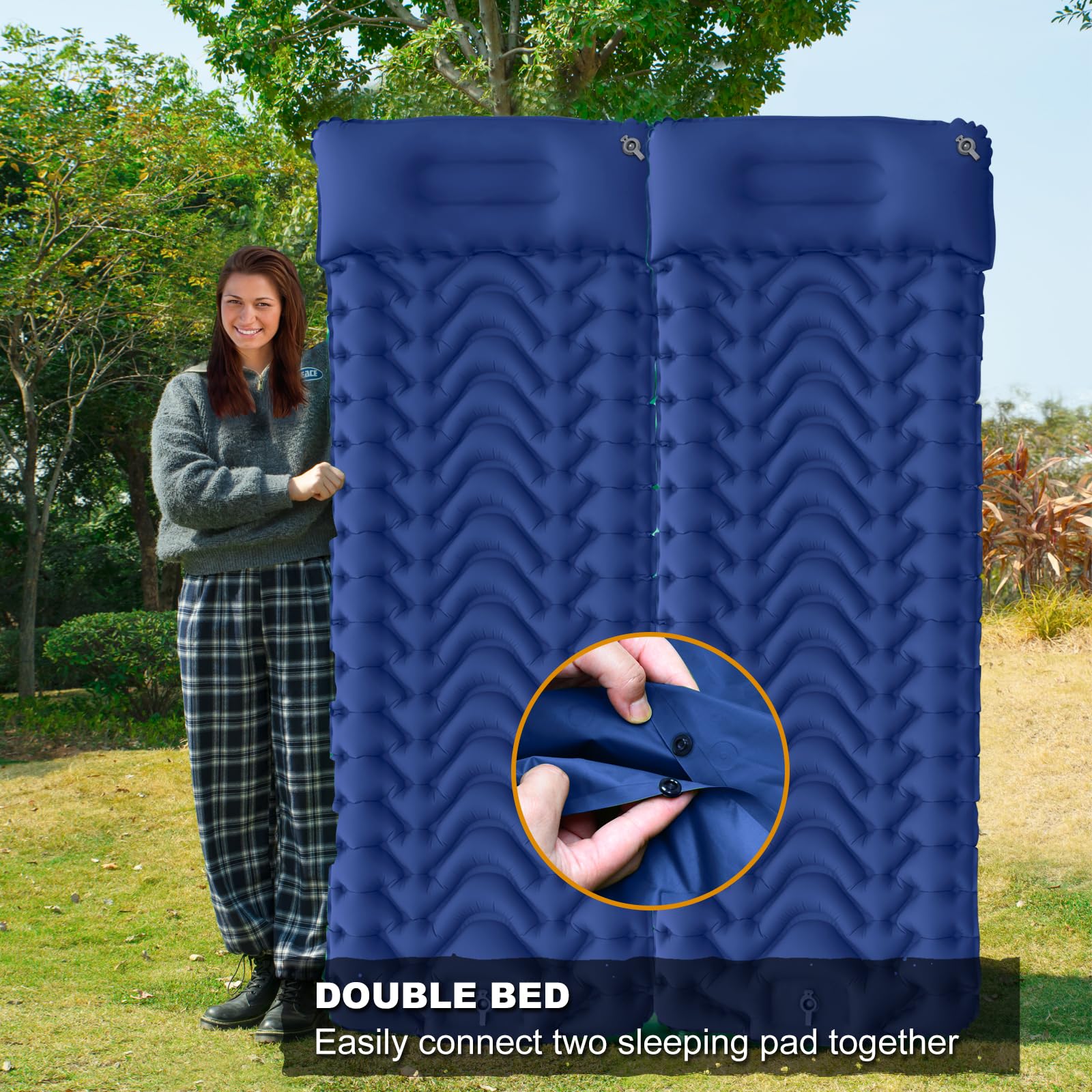 MEETPEAK Sleeping Pad backpacking-portable design fits in a small pack.