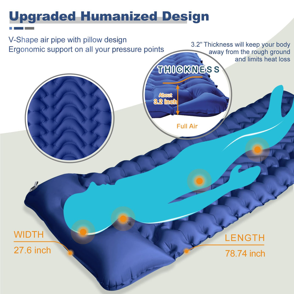 MEETPEAK Sleeping Pad foot-press inflation lets you inflate in 30 seconds.