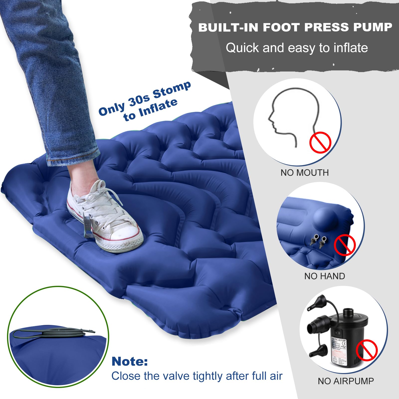 MEETPEAK Sleeping Pad heavy-duty nylon construction resists tears for rugged trips.