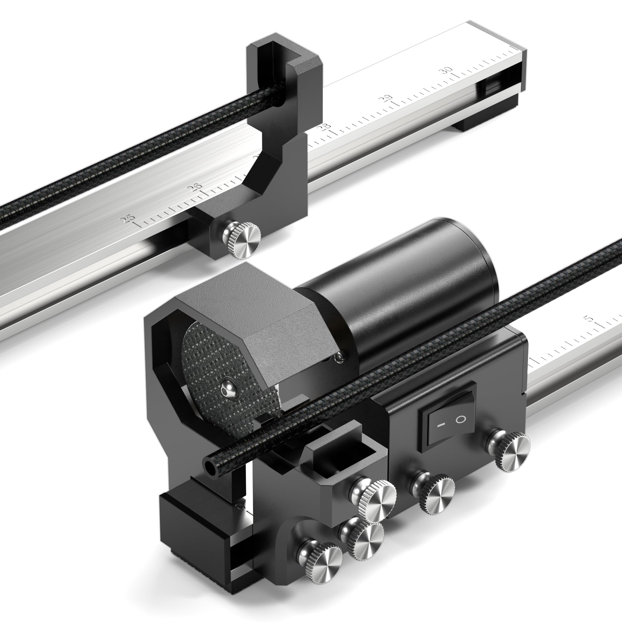 Mefape Arrow Saw on workbench with aluminum body for precise arrow cuts.