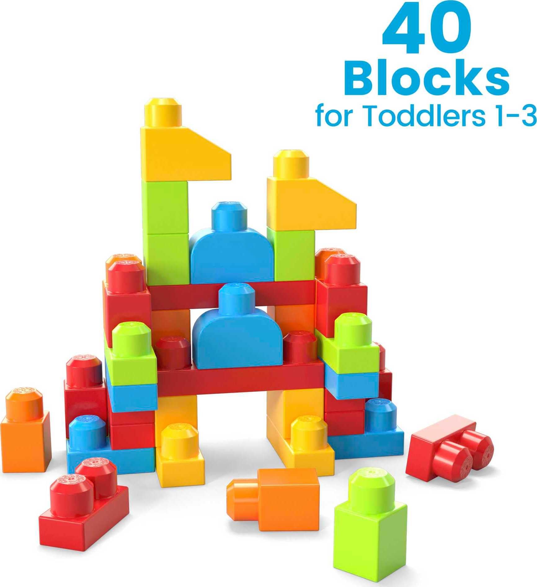 Mega Bloks Let's Build! Colorful tower play encourages stacking and fine motor skills.