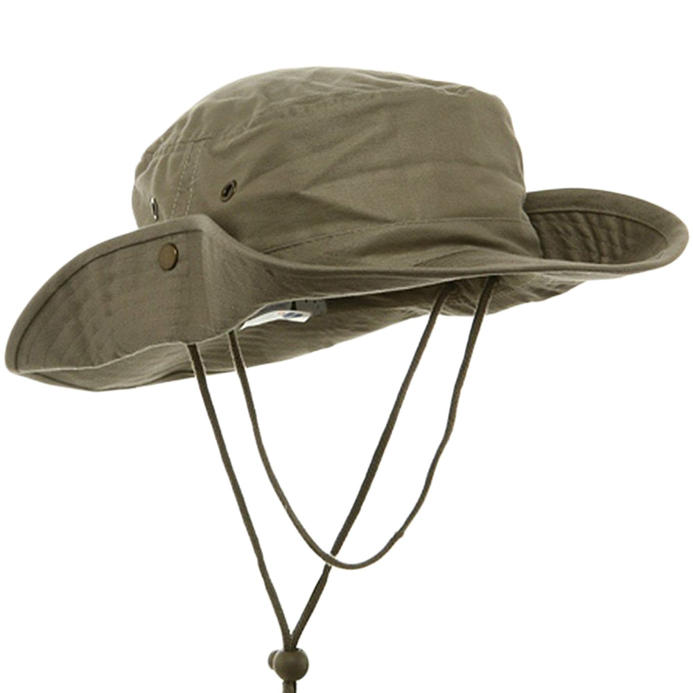 Mega Cap Fishing Hat front view in khaki with sun protection and classic Aussie style.