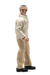 Mego Stan Lee 8-inch figure wearing real cloth clothing for authentic retro look