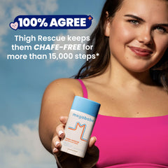 Megababe Thigh Rescue on skin demonstrates a friction-free glide