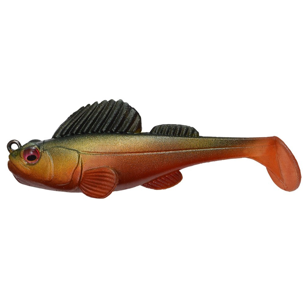 Megabass Dark Sleeper 3.8-inch soft body swimbait showing deep-diving goby imitation for stealth bass fishing