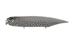 Megabass Dog-X Diamante topwater lure, Black Python, with rattle for aggressive surface strikes