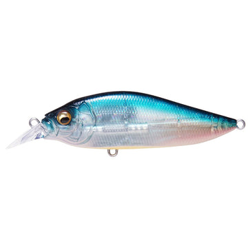 Megabass Flap Slap LBO Blue Mint Shad front view showcasing vivid color for visibility and casting reach