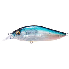 Megabass Flap Slap LBO Blue Mint Shad front view showcasing vivid color for visibility and casting reach