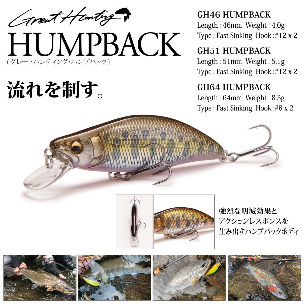 Megabass GH64 Humpback (FS) Takumisake Fry side action showing roll and twitch potential.