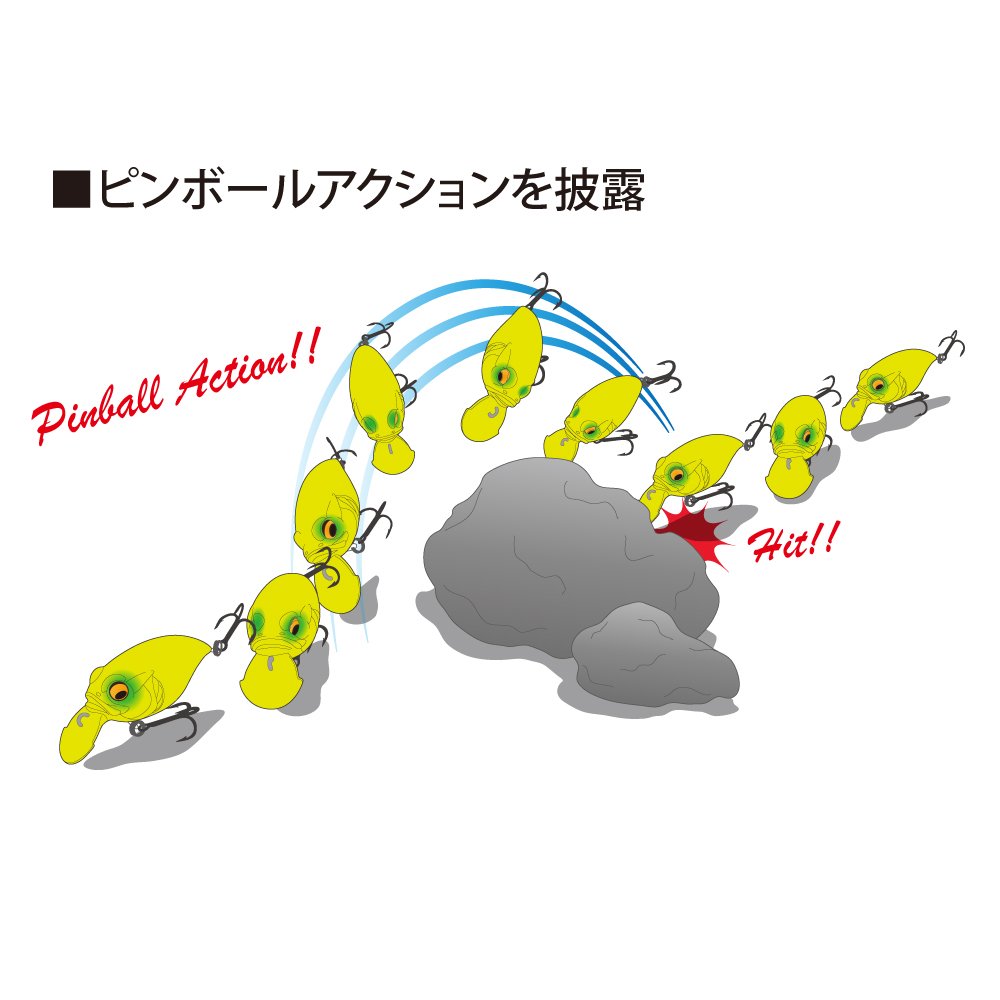 Megabass Griffon Bait Finesse SR-X GLX pinball-action on obstacles aiding lure recovery