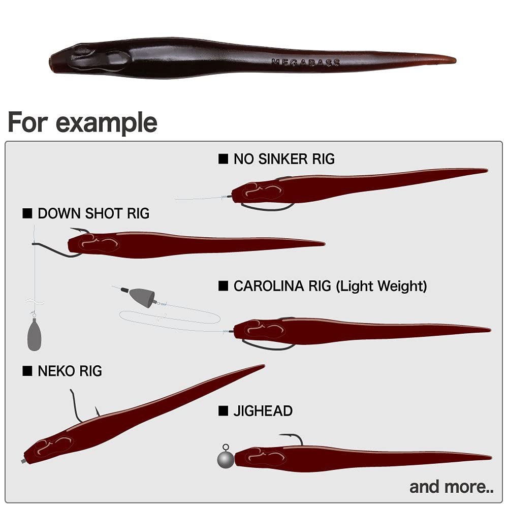 Megabass HAZEDONG 4 Inch Dark Melon Pepper lure flat tail detail