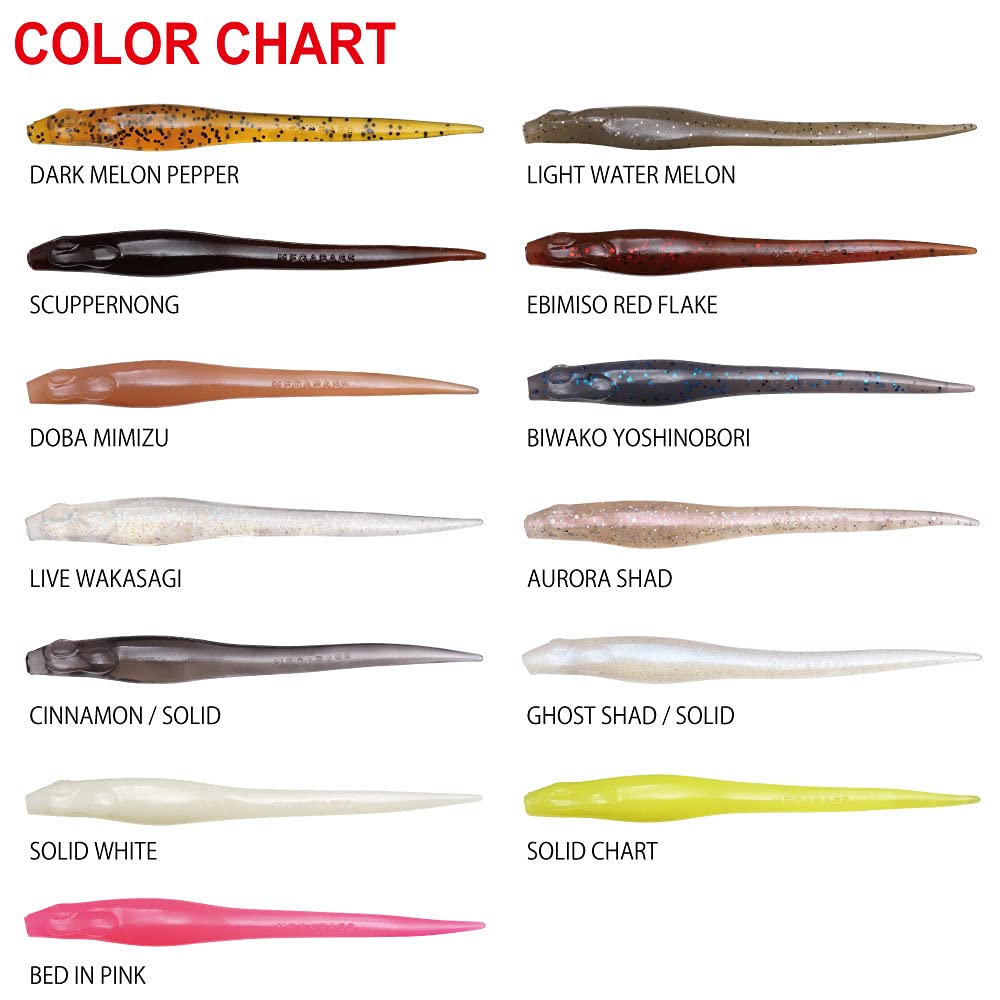 Megabass HAZEDONG 4 Inch Dark Melon Pepper lure pack of 7