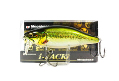 Megabass I-Jack GG bass lure, side action shot, pendulum sway and stable retrieves.
