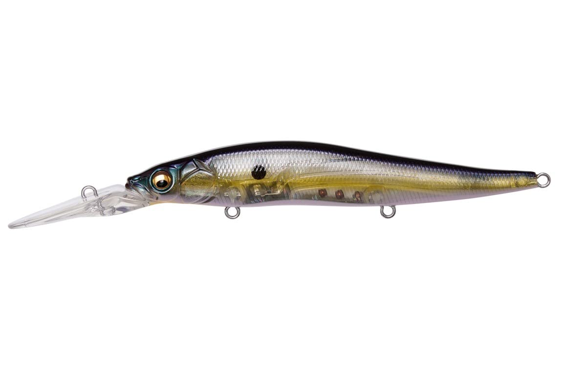 Megabass Ito Vision 110+2 deep-diving jerkbait in action, ideal for reaching subsurface bass around 12 feet.