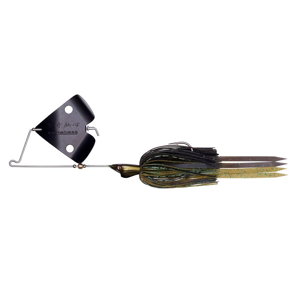 Megabass Jamaica Bore buzzbait in Green Pumpkin, ready for wide-area shallow water searches