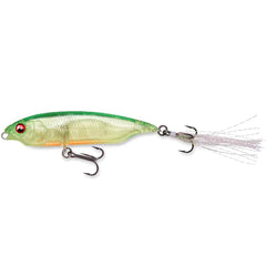 Megabass Megabus KARASHI GP Clear Lime Chart bait performing twitch dog walk for subtle strikes.
