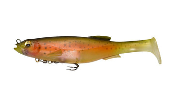 Megabass Magdraft Freestyle 6in Nude Rainbow front view shows snub-nose rigging for easy setup