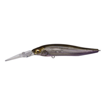 Megabass Megabus X-NANAHAN+2 FA Ghost Wakasagi front view with compact 75 mm body for long casts.