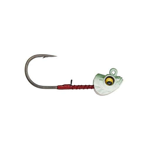 Megabass Okashira jighead in shad color with life-like eyes for natural presentations.