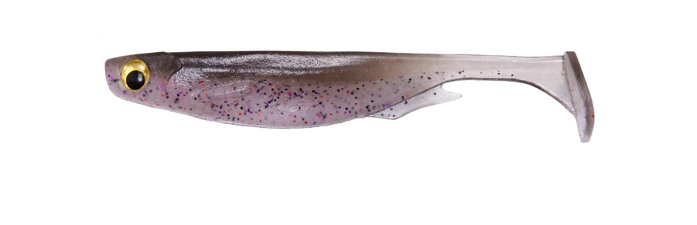 Megabass Spark Shad 3in Purple Haze sways with a precise tail kick for finesse presentations.